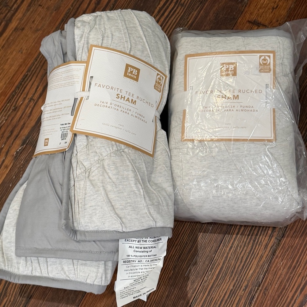 Pottery Barn Teen Favorite T Grey Euro Sham Set Of Two NWT New